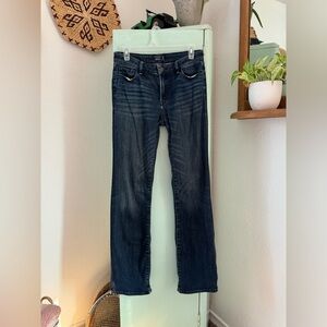 Abercrombie & Fitch Harper Low Rise Skinny Boot Jeans, Dark Wash, Size 28